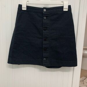 Black Button-Front Mini Skirt